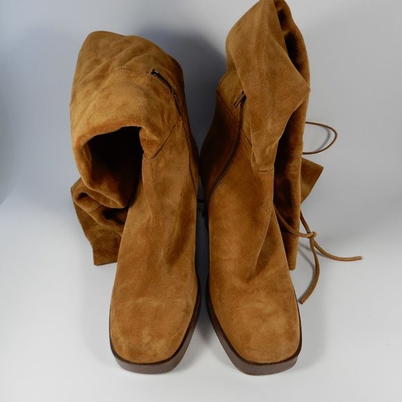FREE PEOPLE Echo Platform Over the Knee OTK BOOTS Size 8.5 Tan Suede NEW $298 - Picture 10 of 11